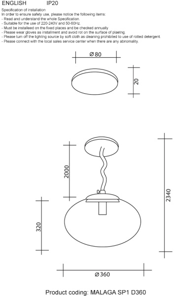 картинка Подвесной светильник Crystal Lux MALAGA MALAGA SP1 D360 CHROME от магазина BTSvet
