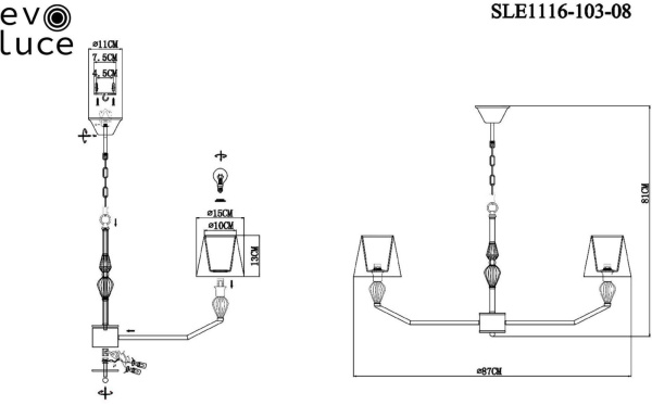 картинка Подвесная люстра Balnea SLE1116-103-08 от магазина BTSvet