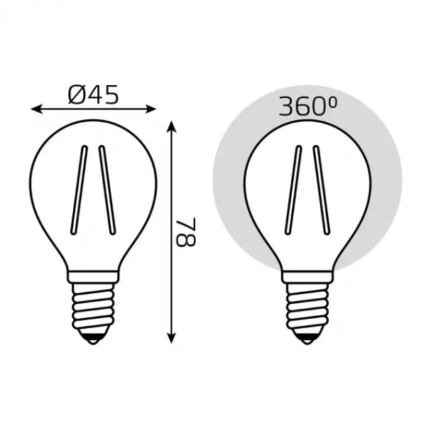 картинка Лампочка LED Filament Globe E14 5W 2700K 1/10/50 105801105 от магазина BTSvet