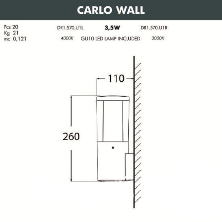 картинка Настенный светильник Carlo Wall DR1.570.000.WXU1L от магазина BTSvet