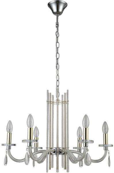 картинка Подвесная люстра AURELIO AURELIO SP6 GOLD+CHROME/TRANSPARENT от магазина BTSvet