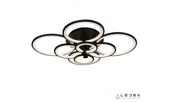 картинка Потолочная люстра светодиодная диммируемая с пультом Ring A001/8 BK от магазина BTSvet
