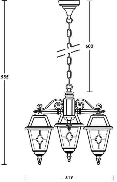 картинка Уличный светильник подвесной FARO 91170/3 Bl от магазина BTSvet