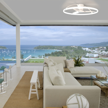 картинка Потолочная люстра светодиодная с вентилятором с пультом и управлением смартфоном с голосовым управлением и регулировкой цветовой температуры Nepal 7530 от магазина BTSvet