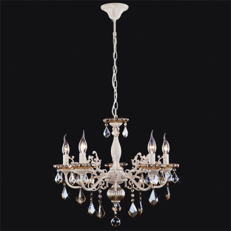 картинка Подвесная люстра 3281/5 белый с золотом/тонированный хрусталь Strotskis от магазина BTSvet