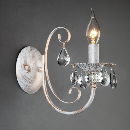 картинка Бра 3305/1 белый с золотом/прозрачный хрусталь Strotskis от магазина BTSvet