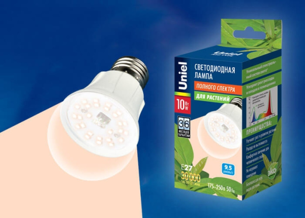 картинка Лампочка светодиодная для растений LED-A60-10W/SPFR/E27/CL PLP01WH от магазина BTSvet