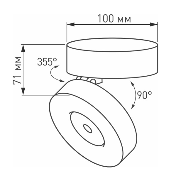 картинка Светильник SP-MONA-SURFACE-R100-12W Day4000 (BK, 24 deg) (IP40 Металл) 025442 от магазина BTSvet