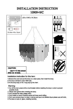 картинка Подвесная люстра хрустальная 10909+9/C gold от магазина BTSvet