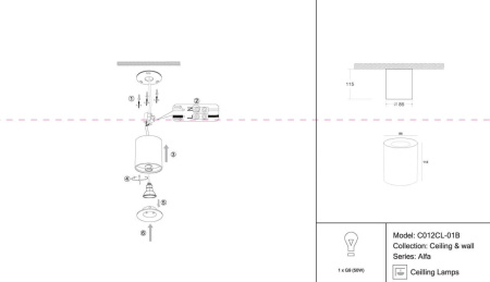 картинка Накладной светильник Alfa C012CL-01B от магазина BTSvet