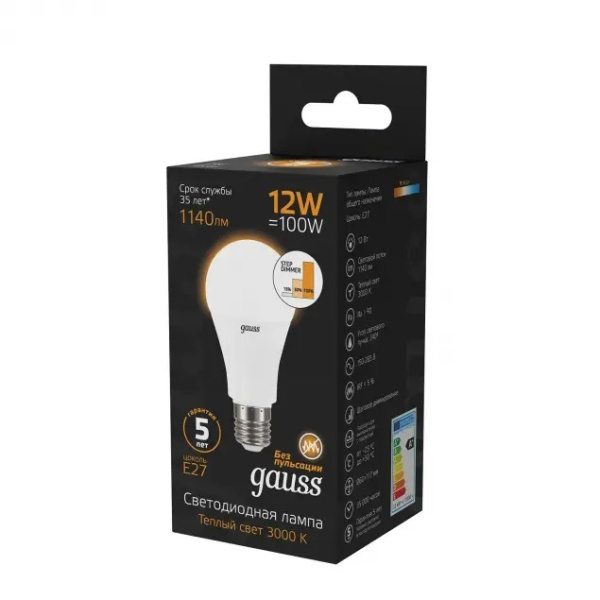 картинка Лампочка LED A60 globe 12W E27 3000K 1/10/50 102502112 от магазина BTSvet
