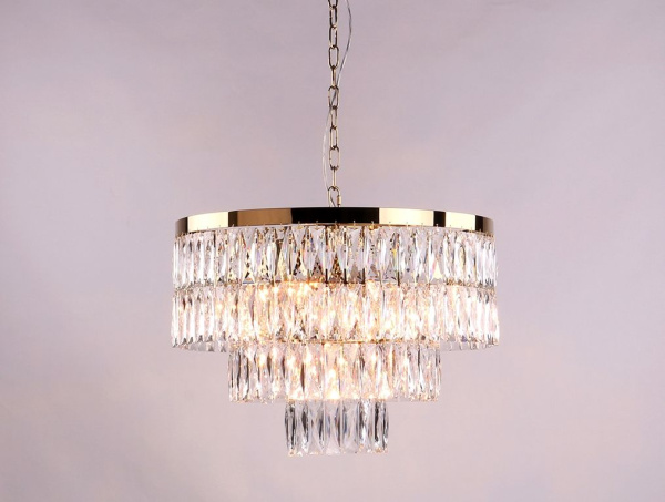 Подвесная люстра хрусталь 10125+5/C gold