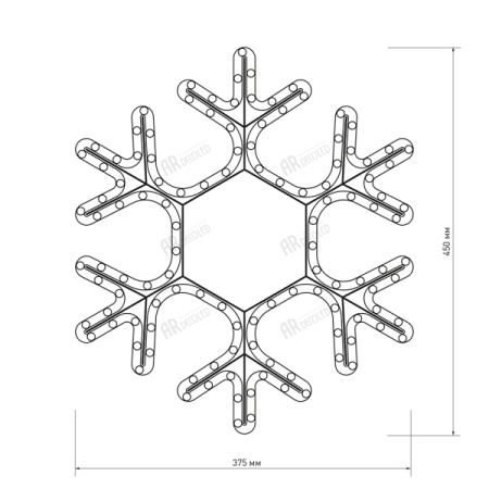 картинка Световая фигура светодиодная ARD-SNOWFLAKE-M7-450x375-108LED Warm (230V, 6.5W) (Ardecoled, IP65) 025315 от магазина BTSvet