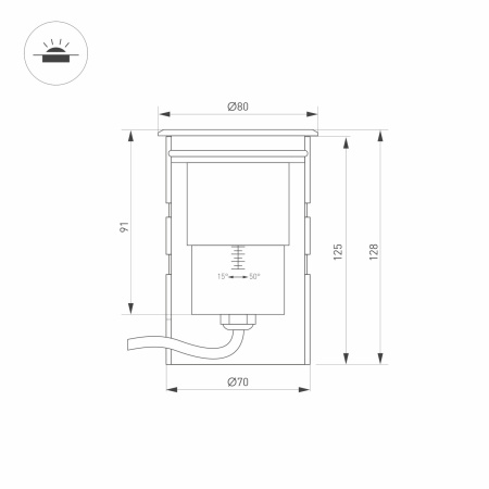 картинка Уличный встраиваемый светильник светодиодный ART-GROUND-ZOOM-R80-8W Warm3000 (SL, 15-50 deg, 24V) (Arlight, IP67 Металл, 3 года) 028065 от магазина BTSvet
