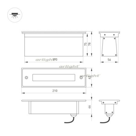 картинка Уличный встраиваемый светильник светодиодный LTD-LINE-TILT-S210-8W Day4000 (SL, 120 deg, 230V) (Arlight, IP67 Металл, 3 года) 034827 от магазина BTSvet