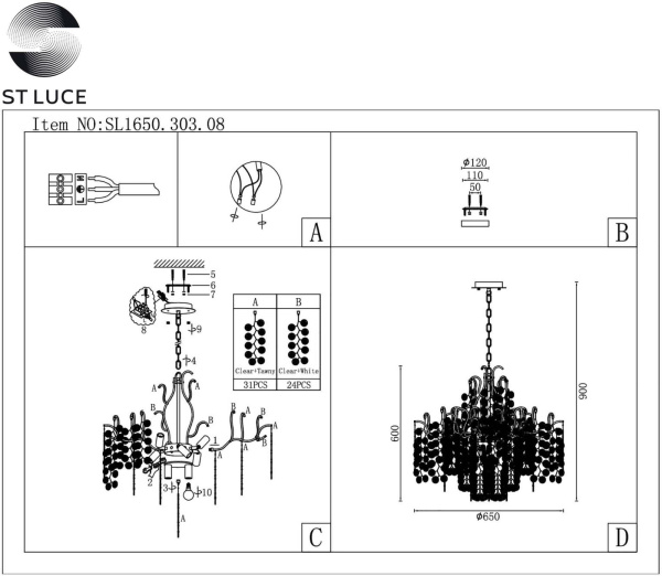 картинка Подвесная люстра Ravello SL1650.303.08 от магазина BTSvet