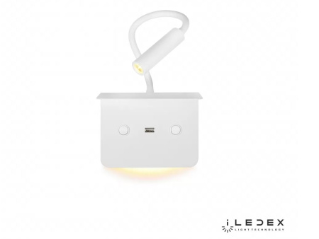 картинка Бра светодиодное с USB-портом и выключателем Support 7031C WH от магазина BTSvet