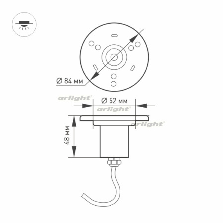 картинка Подводный светодиодный светильник KT-AQUA-R85-7W White6000 (SL, 25 deg, 12V) (Arlight, IP68 Металл, 3 года) 027868 от магазина BTSvet