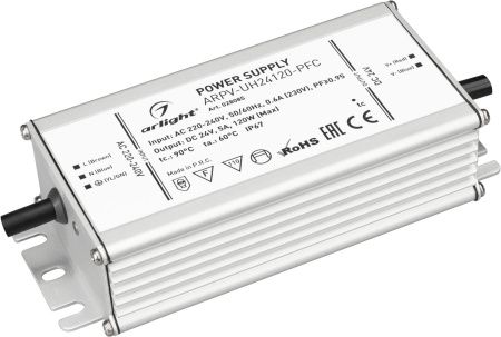 Блок питания ARPV-UH24120-PFC (24V, 5.0A, 120W) (Arlight, IP67 Металл, 7 лет) 028085