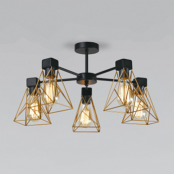 Потолочная люстра на штанге Trappola 70107/5 черный/латунь