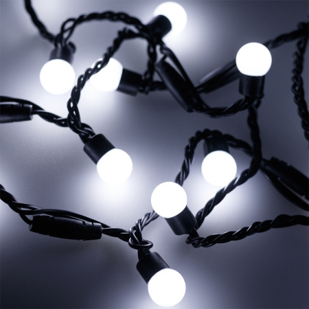 Светодиодная гирлянда ARD-BALL-CLASSIC-D17.5-10000-BLACK-100LED WHITE (230V, 7W) (Ardecoled, IP65) 025583