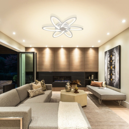 картинка Потолочная люстра светодиодная с пультом и управлением со смартфона регулировкой яркости и цветовой температуры ночной режим таймер HIGH-TECH LED LAMPS 82008 от магазина BTSvet