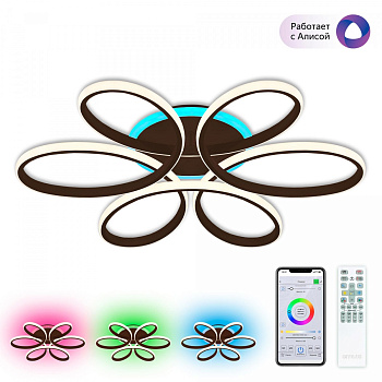Потолочная люстра светодиодная с управлением смарфоном и пультом регулировка яркости и цветовой температуры Сезар Смарт CL233A175E RGB