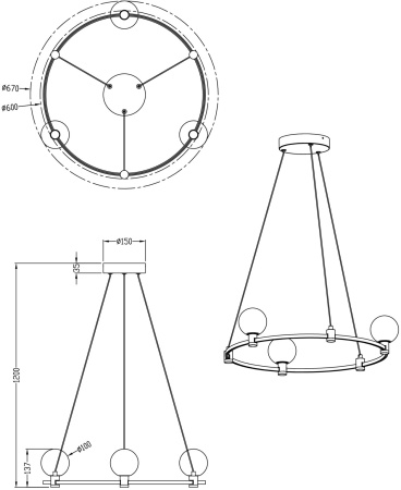 картинка Подвесная люстра светодиодная Urban FR4005PL-03G от магазина BTSvet