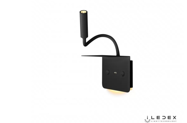 картинка Бра светодиодное с USB-портом и выключателем Support 7031C BK от магазина BTSvet