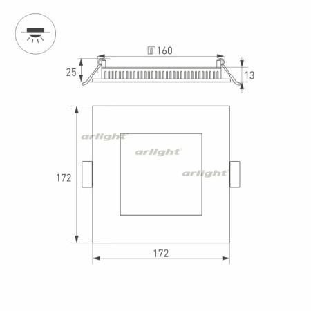 картинка Светильник встраиваемый LED DL-172x172M-15W Day White (Arlight, IP40 Металл, 3 года) 020132 от магазина BTSvet