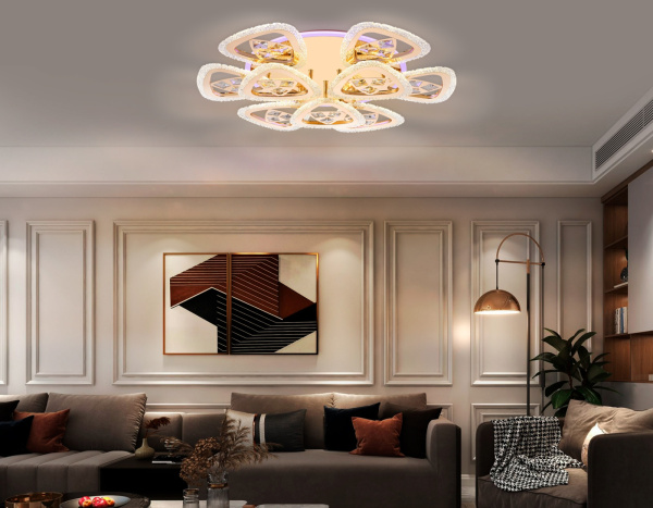 картинка Потолочная люстра светодиодная с пультом регулировкой цветовой температуры и яркости ночным режимом Acrylica FA2923 от магазина BTSvet