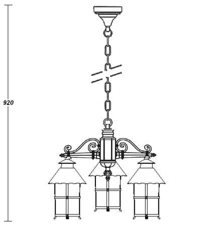 картинка Уличный подвесной светильник 81570/3 Gb от магазина BTSvet