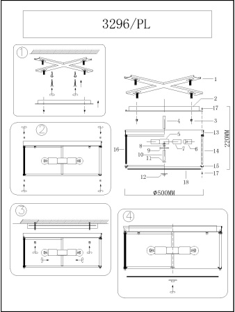 картинка Потолочная люстра 3296/PL brass от магазина BTSvet