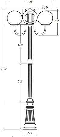 картинка Наземный фонарь GLOBO S 88209SB/10A Bl от магазина BTSvet