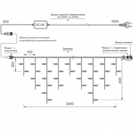картинка Светодиодная гирлянда ARD-EDGE-CLASSIC-2400x600-WHITE-88LED-MILK-STD White (230V, 6W) (Ardecoled, IP65) 034102 от магазина BTSvet