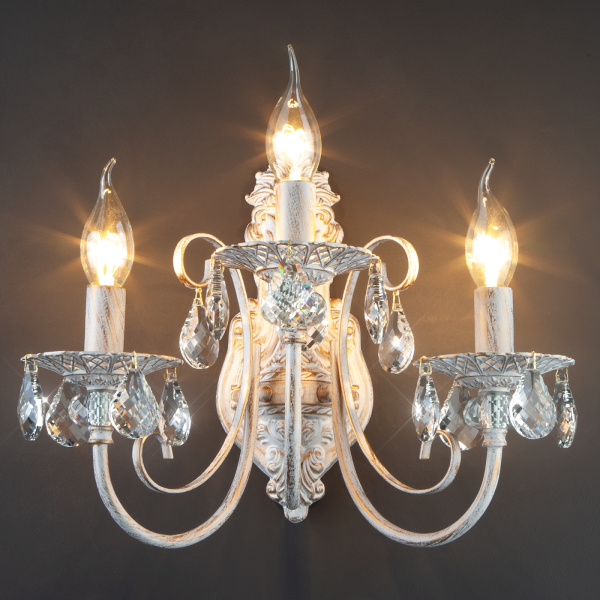 картинка Бра 3305/3 белый с золотом/прозрачный хрусталь Strotskis от магазина BTSvet