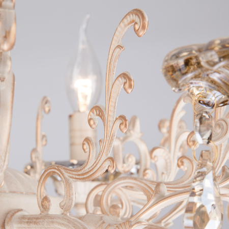 картинка Подвесная люстра 3281/8 белый с золотом/тонированный хрусталь Strotskis от магазина BTSvet