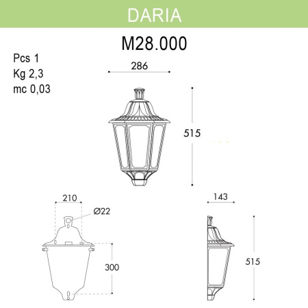 картинка Настенный светильник уличный Daria M28.000.000.WXE27 от магазина BTSvet