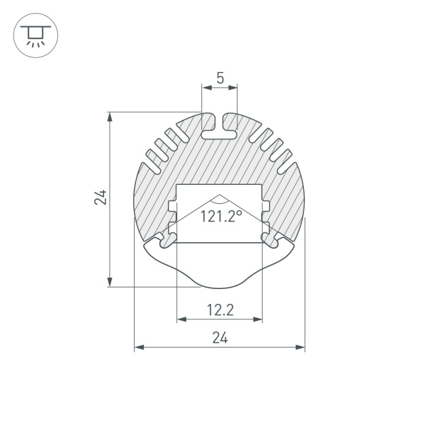 картинка Профиль с экраном ALU-ROUND-2000 ANOD+LEN30 (Arlight, Алюминий) 015527 от магазина BTSvet