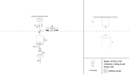 картинка Накладной светильник Alfa C012CL-01W от магазина BTSvet