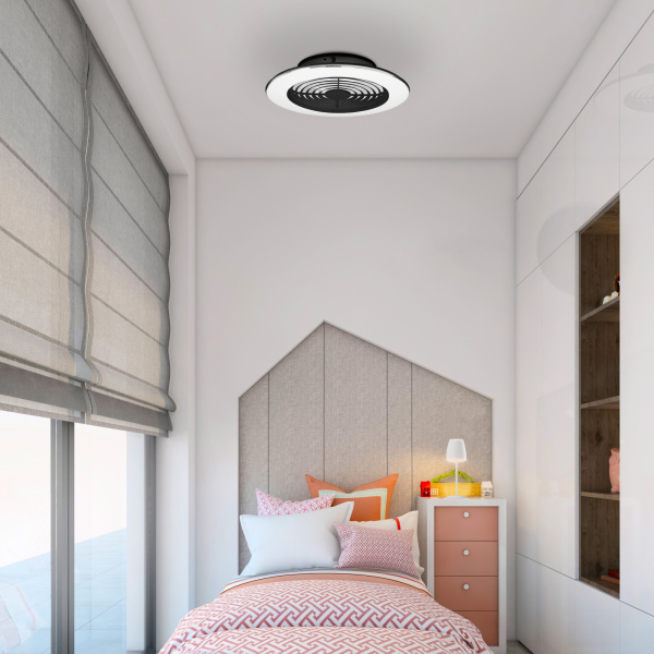 картинка Потолочная люстра светодиодная с вентилятором с пультом и управлением смартфоном регулировкой цветовой температуры и яркости Alisio 7495 от магазина BTSvet