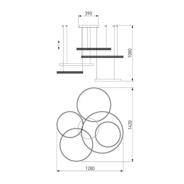 картинка Подвесная люстра светодиодная с пультом и управлением смартфоном регулировкой яркости Smart Posh 90275/5 от магазина BTSvet