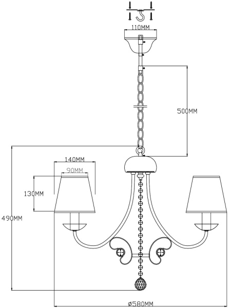 картинка Подвесная люстра Daniel V2492-5P от магазина BTSvet