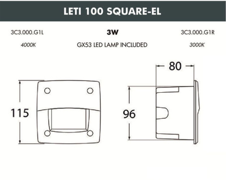 картинка Подсветка ступеней лестницы Leti 100 Square-EL 3C3.000.000.AYG1L от магазина BTSvet