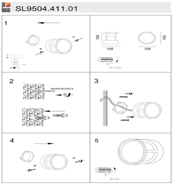 картинка Настенный светильник уличный Alceno SL9504.411.01 от магазина BTSvet