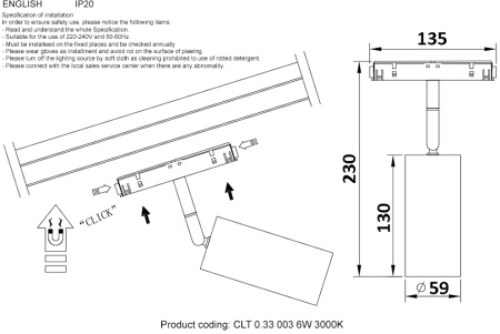 картинка Трековый светильник магнитный Crystal Lux SPACE CLT 0.33 003 12W BL 3000K от магазина BTSvet
