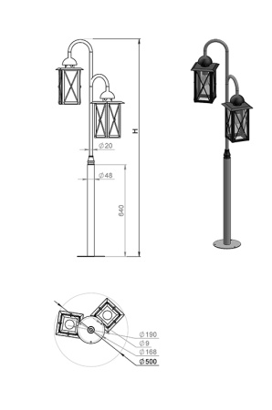 картинка Кованый наземный уличный фонарь Baveno 260-42/bg-14 от магазина BTSvet