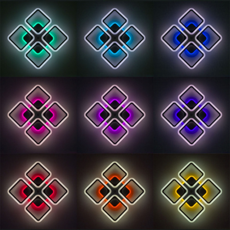 картинка Потолочная люстра светодиодная с управлением голосом и смартфоном с пультом регулировкой цветовой температуры и яркости Марсель CL232A145E RGB от магазина BTSvet