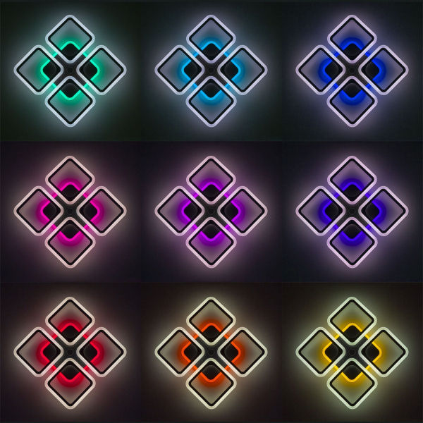 картинка Потолочная люстра светодиодная с управлением голосом и смартфоном с пультом регулировкой цветовой температуры и яркости Марсель CL232A145E RGB от магазина BTSvet