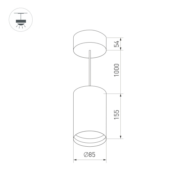 картинка Корпус SP-POLO-HANG-R85 (BK, 1-3, 350mA) (IP20 Металл) 024235 от магазина BTSvet